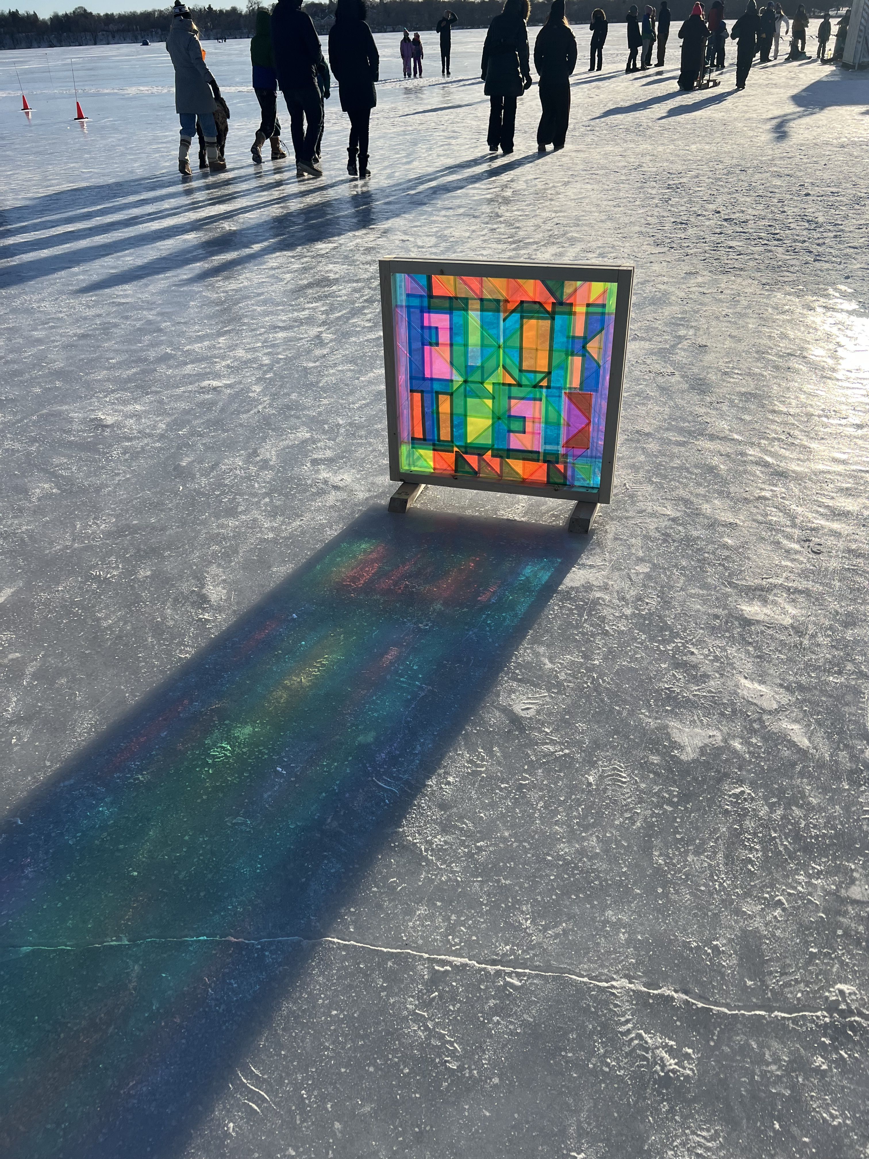 Stained glass "Fuck ICE" sign